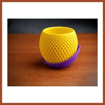 Bezos 3d Baskı Küre Saksı - Kafes Dokulu İki Parçalı Dekoratif Saksı - Sarı-mor Pro Standart 49331231