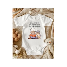 Lupi Babaanne Yazılı Bebek Zıbın % 100 Pamuk 60 ekru