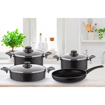 New Bonmarche 7 Pcs Granit Tencere Seti Siyah Model:rdl002