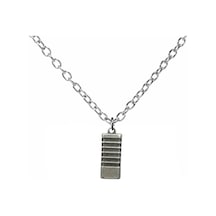 Dikdörtgen Çizgili Metal Detaylı Kolye 60 Cm Zincirli Zamak Kaplama Unisex Modern Aksesuar Çok renkli