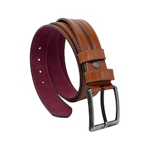 Süzer Deri Taba Suni Deri Ortası Desenli Model 4 cm.lik Spor Kemer - 9023-52