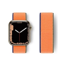 Apple Watch 42mm Uyumlu Hasırlı Cırtcırtlı Kordon - Turuncu