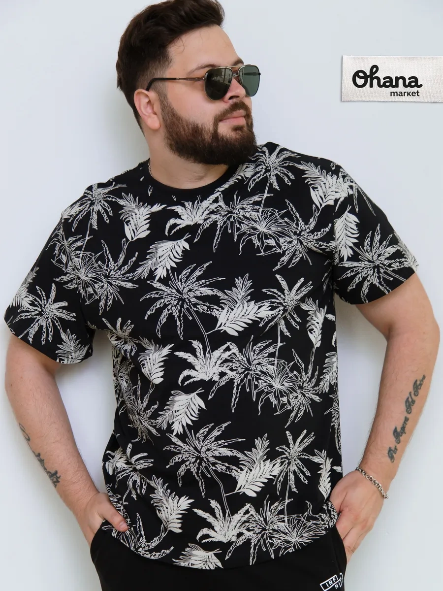 Ohana Market Erkek Büyük Beden Tişört 234220716 Siyah