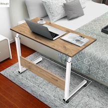 Yükseklik Ayarlı Çalışma Masası - Çam Beyaz (Tekerli) 80x40 Atlantik Çam