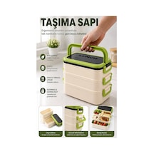 Renkli Beslenme Kutusu 3 Bölmeli 1 Adet 3 Bölmeli Beslenme Kabı Yemek Saklama Kabı Taşınabilir Lunch Box Okul Yeşil