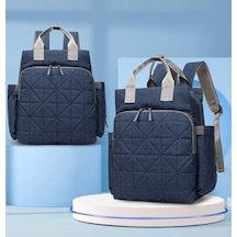 Novahub Sırt Mavi Kumaş Koyu Kareli Kapasiteli Dinosaurs Çantası Büyük Bebek Anne Altın - Yd Altın