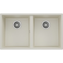 Teka Square 760 Tg Çift Hazneli Tezgahaltı Tegranite Eviye - Parlak Krem - 115260027