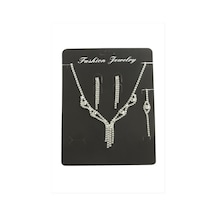 Ilkeshop Sallantılı Taşlı Set Kolye - Gümüş Rengi