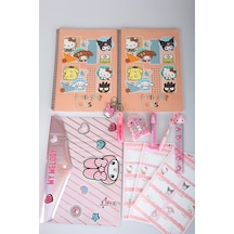 X Dekomus Lisanslı My Melody & Best Friends 15 Parça Kırtasiye Seti 2 Adet Defter,çıtçıt Dosya Altın