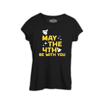 May The Fourth With Ships And Stars Siyah Kadın Tshirt 001