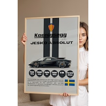 Koenigsegg Jesko Absolut Tablo - Teknik Özellikli Hiper Araba Poster - Çerçeveli Duvar Dekoru Kayın