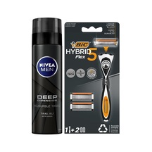 Tr Erkek Tıraş Jeli Deep Dimension 200ml, Kusursuz Tıraş, Aktif Karbon, Kaygan Tıraş Deneyimi + Bıc Hybrid 5 Flex