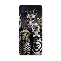 Samsung Galaxy M31s Uyumlu Renkli Gözlüklü Zebralar Desenli Silikon Kılıf