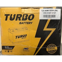 12V 60 Amper 600A EN EFB Start Stop Akü Turbo Akü Petlas Üretim