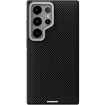 Galaxy S24 Ultra Kılıf Magsafe Şarj Özellikli Aramid Fiber Youngkit 600d Kevlar Serisi Kapak Siyah