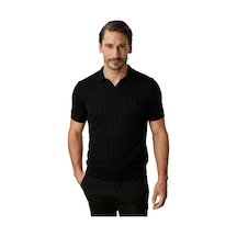 İgs Erkek Siyah Triko Polo Yaka Tişört Şık Ve Modern Fit-26074
