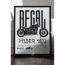 Regal Raptor Pilder 250 Siyah Ahşap Çerçeveli Poster, Dekoratif Motosiklet Duvar Tablosu