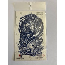 Aslan Ve Yavruları 18x11 Cm 1 Aylık Yarı Kalıcı Yapıştırma Geçici Dövme