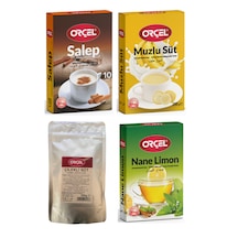 Orçel Salep + Muzlu Süt + Çilekli Süt + Nane Limon Aromalı İçecek Oralet 4'lü