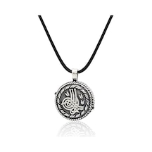 Açılabilir Kapaklı 925 Ayar Gümüş Tuğra İşlemeli Kolye 201024599 Gümüş