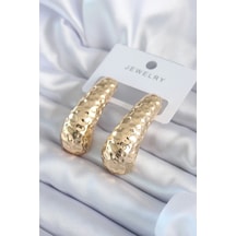 Gold Renk İşleme Detay Pirinç Kadın Küpe Çok Renkli