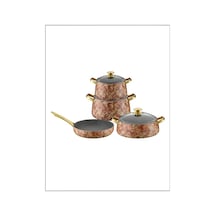 Brioni FP-11101 Flora 7 Parça Pembe Tencere Seti Brioni FP-11101 Flora 7 Parça Pembe Tencere Seti