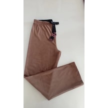 Kadın Kadife Boru Paça Rahat Kesim Pijama Alt Kahverengi