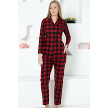 Alimer Kadın Kımızı U Kol Likralı Kışlık Pijama Takım Edy2770uk-k Kırmızı