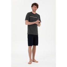U.S. Polo Assn. Erkek Bisiklet Yaka Antrasit Melanj Pijama Takımı 50309174-VR081
