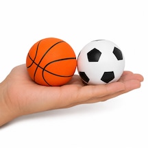Mini Futbol & Basketbol Zıplayan Top 2 Li Set Kauçuk Oyuncak Top