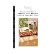 Premium Ofis Gereci Teknoloji Renkli Kablosuz Q Klavye Mouse Seti Tmk07