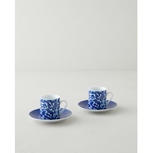 English Home Fawn Porselen 4 Parça 2 Kişilik Kahve Fincan Takımı 80 Ml Koyu Mavi Mavi