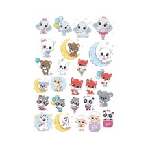 Sevimli Hayvanlar Sticker Set-5 12 Parça Telefon, Tablet, Defter, Laptop Sticker
