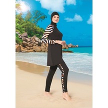 Ruko Maio 22128-1 Çizgili Desenli Reglan Kol Micro Lycra Mayo