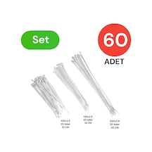 Tek-iş Plastik Kablo Bağı Klipsi Cırt Kelepçe Set 100-150-250 X 2.5 Mm Beyaz 20 X 3 60 Adet