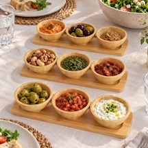 Bambu Üçlü Sosluk Stantlı Üçlü Set Kahverengi