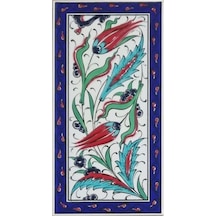 Armada Çini 10X20 Cm Ed 225 Kobalt Çerçeveli Iki Lale El Dekoru