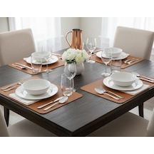 2 Adet Amerikan Servis 44x35 Cm Taba Renk Suni Deri Masa Altlığı, Su Geçirmez, Kaymaz, Isıya Dayanıklı Şık Sofra Ve Masa Koruyucu Placemat Seti Çok Renkli