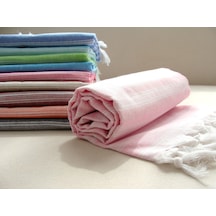 Açık Pembe %80 Pamuk 175x96cm Peştemal Püsküllü Banyo Havlusu M1 Açık Pembe