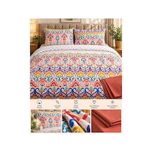 Slc Home %100 Pamuk Şık Tasarım Çift Kişilik Nevresim Takımı 4 Parça Çok Renkli - 938607760 Çok Renkli