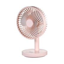 Youtek Pembe Usb Şarjlı Dijital Ekranlı Masaüstü Fan - 4 Hız Ayarlı, Süper Sessiz, Manuel Ayarlanabilir Pembe