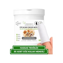Greenwich Kedi ve Köpek Göz ve Kulak Parmak Mendili 50 Adet – Tek Kullanımlık Vegan Temizleme Mendili | Günlük Göz ve Kulak Hijyen Bakımı