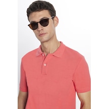 Tudors Erkek Slim Fit Dar Kesim Pamuklu Yumuşak Dokulu Serin Tutan Kumaş Düz Pike Nar Polo Yaka Tişört-31624-nar Nar
