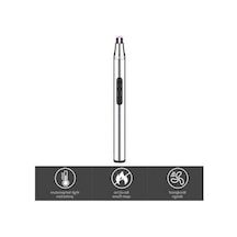 Pazly Türkçe Usb Şarjlı Mavi Alevsiz Ateşleyici, Rüzgar Geçirmez Uzun Saplı, Ev Ve Kamp İçin Güvenli Taşınabilir Sobası Mavi