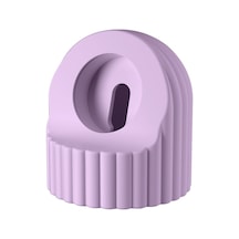 Cbtx iOS Uyumlu Watch Uyumlu Şarj Standı Dalga Doku Silikon Bağlantı Tutucusu Masa Standı Şarj İstasyonu Bağlantı Tutucusu - Mor