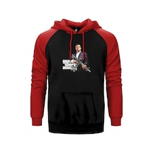 Gta Five Rifleman Kırmızı Renk Reglan Kol Kapşonlu Sweatshirt Kırmızı
