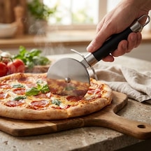 Deconox Büyük Boy Siyah Hamur Pizza Kesme Ruleti, Paslanmaz Çelik Diskli Pizza Dilimleyici, Ergonomik Saplı Hamur B Diğer