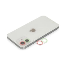 iPhone Uyumlu 12 Mini Renkli Kamera Lens Koruma Cam - Yeşil-pembe Çok Renkli