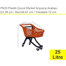 Pk25 Plastik Çocuk Market Alışveriş Arabası 25 Litre Kırmızı / En:39 Boy:61 Yükseklik:72 Cm