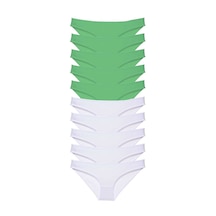 10 Adet Eko Set Likralı Kadın Slip Külot Yeşil Beyaz Altın - Lacivert